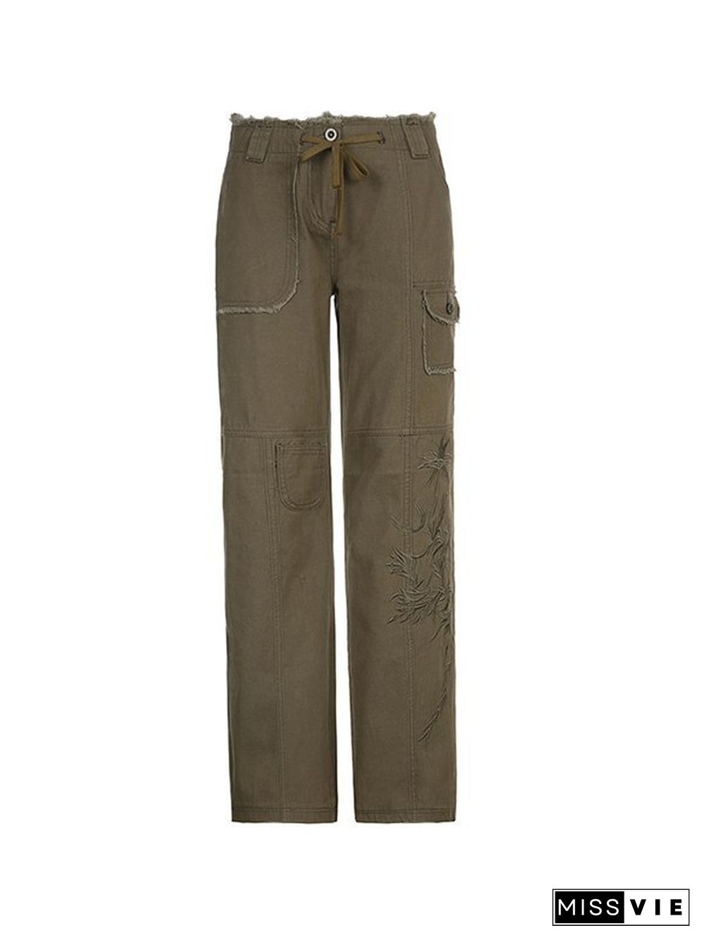 Fray Trim Vintage Cargo Jeans