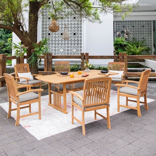 Cambridge Casual Chignik 7piece Teak Patio Extendable Dining Set