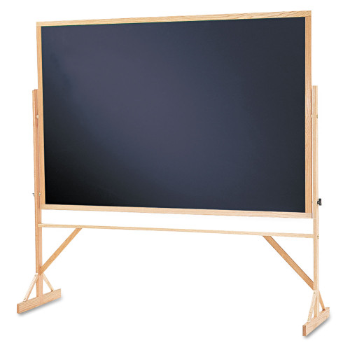 Quartet Reversible Chalkboard， 72 x 48， Black Surface， Oak Frame (WTR406810)