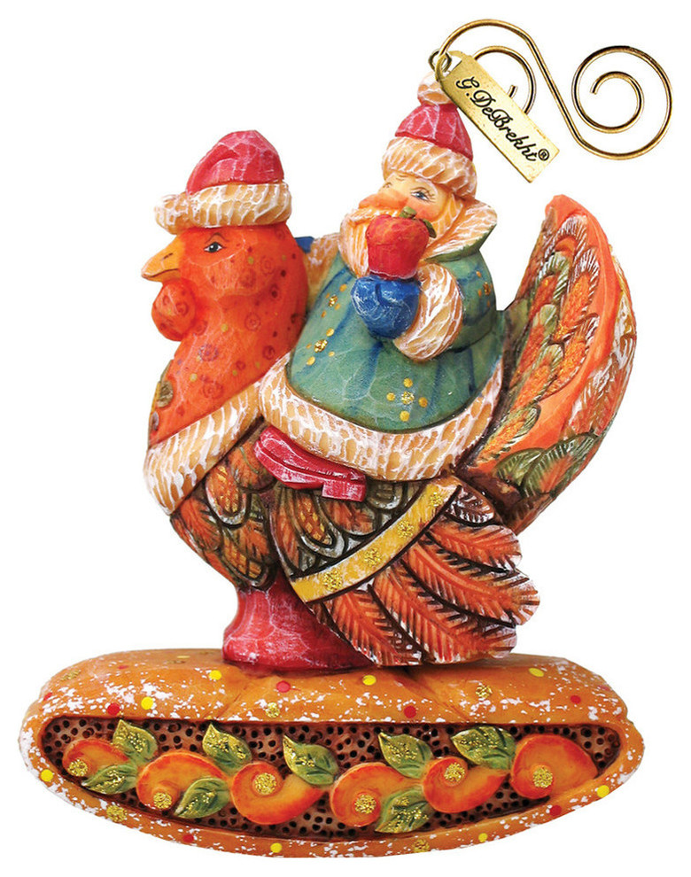 Hand Painted Santa On Turkey Figurine Ornament   Traditional   Christmas Ornaments   by G. DeBrekht  Houzz