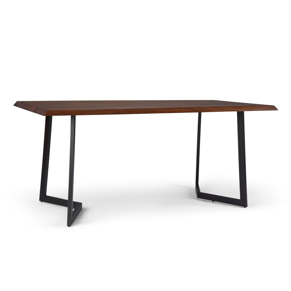 WYNDENHALL Hathaway SOLID MANGO WOOD Dining Table with Inverted Metal Base   72 inches wide