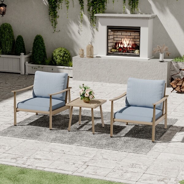 3Piece Aluminum Patio Conversation Set with Webbing Chair Back and Cushions