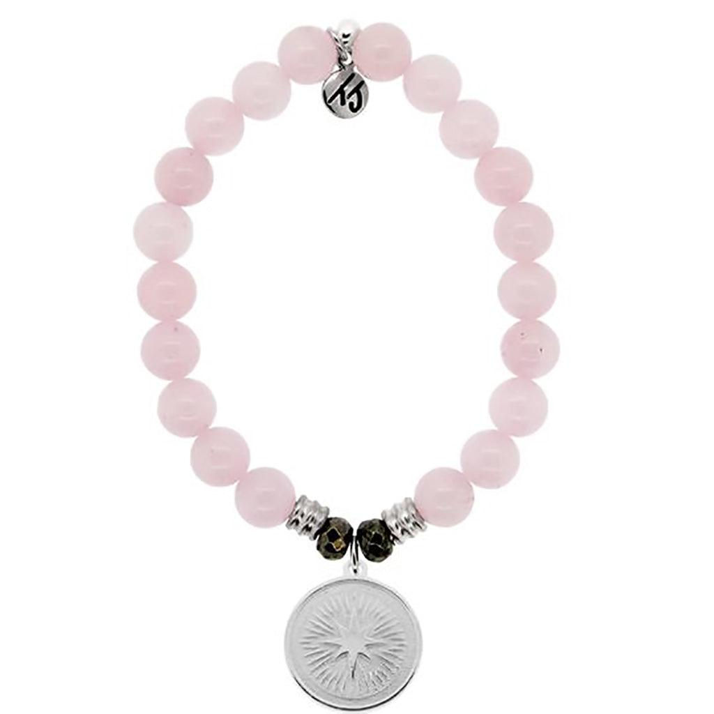 T. Jazelle  Rose Quartz Stone Bracelet with Guidance Sterling Silver Charm