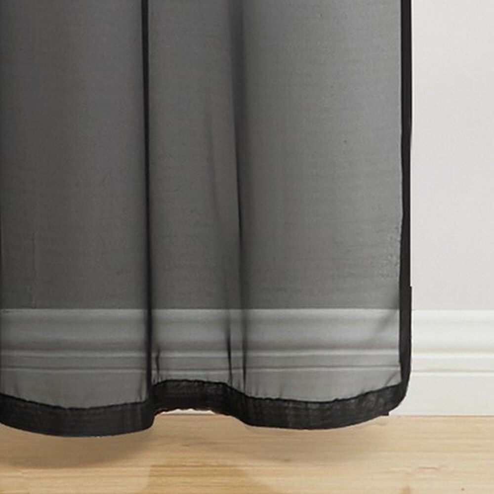 VCNY Home O'Hara Solid Black Rod Pocket Sheer Curtain   60\