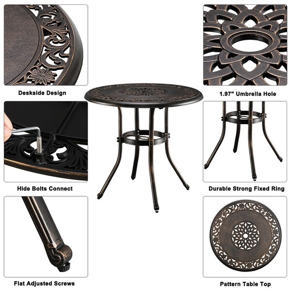 32 in.D x 29 in.H Patio Bronze Cast Aluminum Round Dining Table