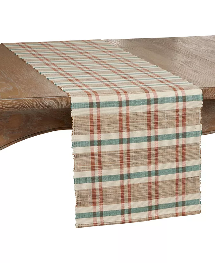 Saro Lifestyle Plaid Woven Water Hyacinth Table Runner