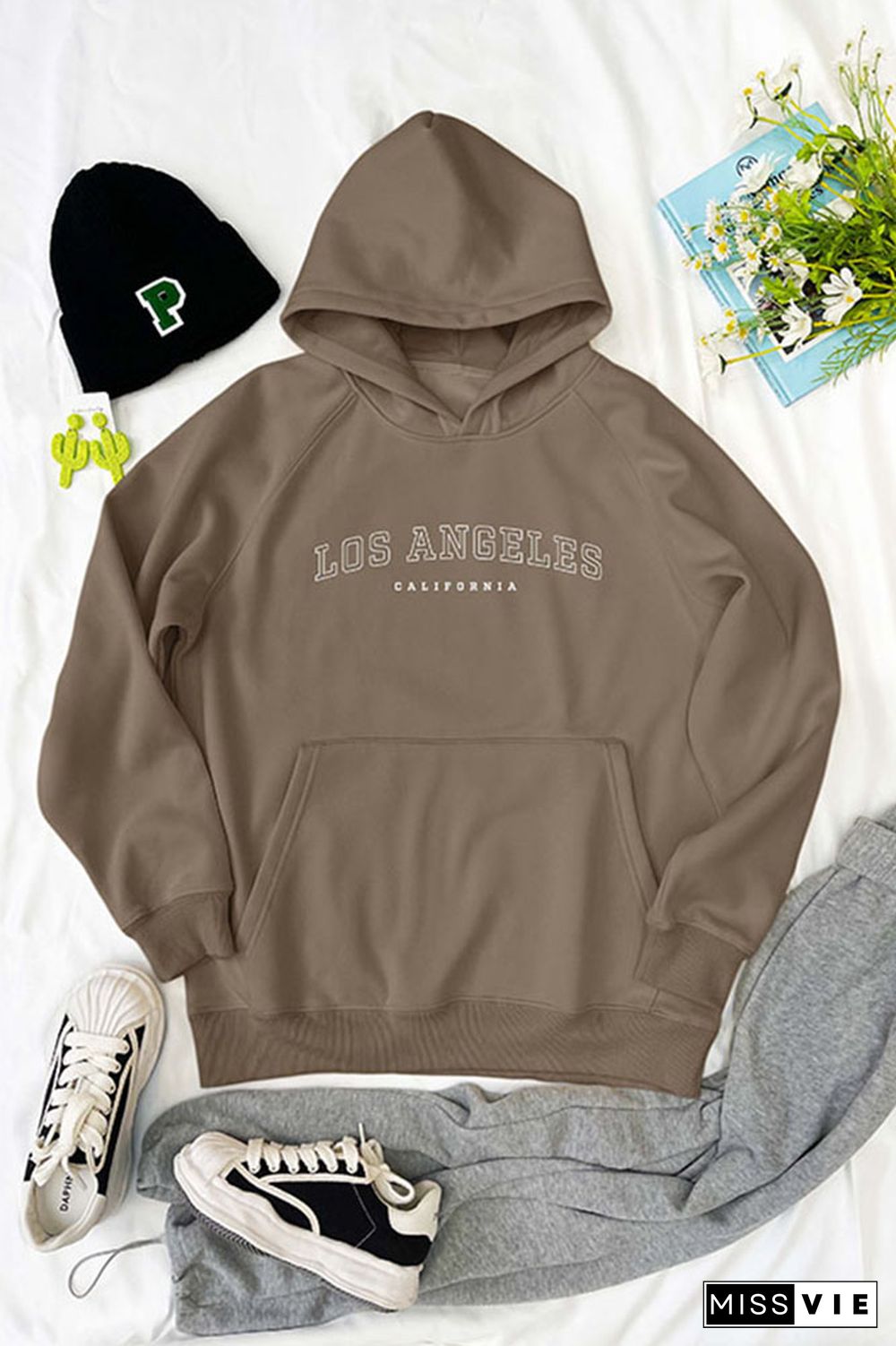 Los Angeles California Graphic Pocket Thermal Lined Hoodie Wholesale