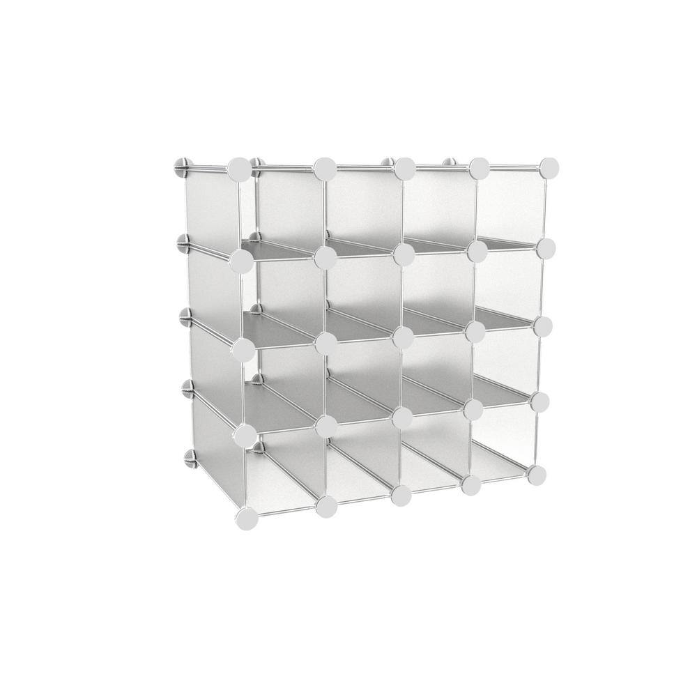 Lavish Home 29.5 in. H x 18.1 in. W x 30 in. D Metallic Metal 16-Cube Organizer HW0500039