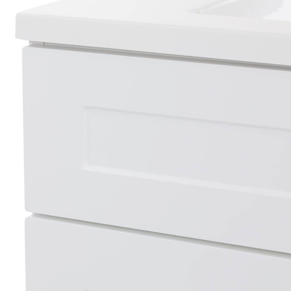 Glacier Bay Trudie 60.25 in. W x 18.75 in. D x 35 in. H Bath Vanity in White with White Cultured Marble Top TD60P2-WH