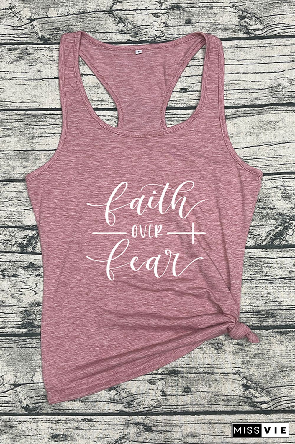 Faith Over Fear Printed Sleeveless Tank Top Wholesale