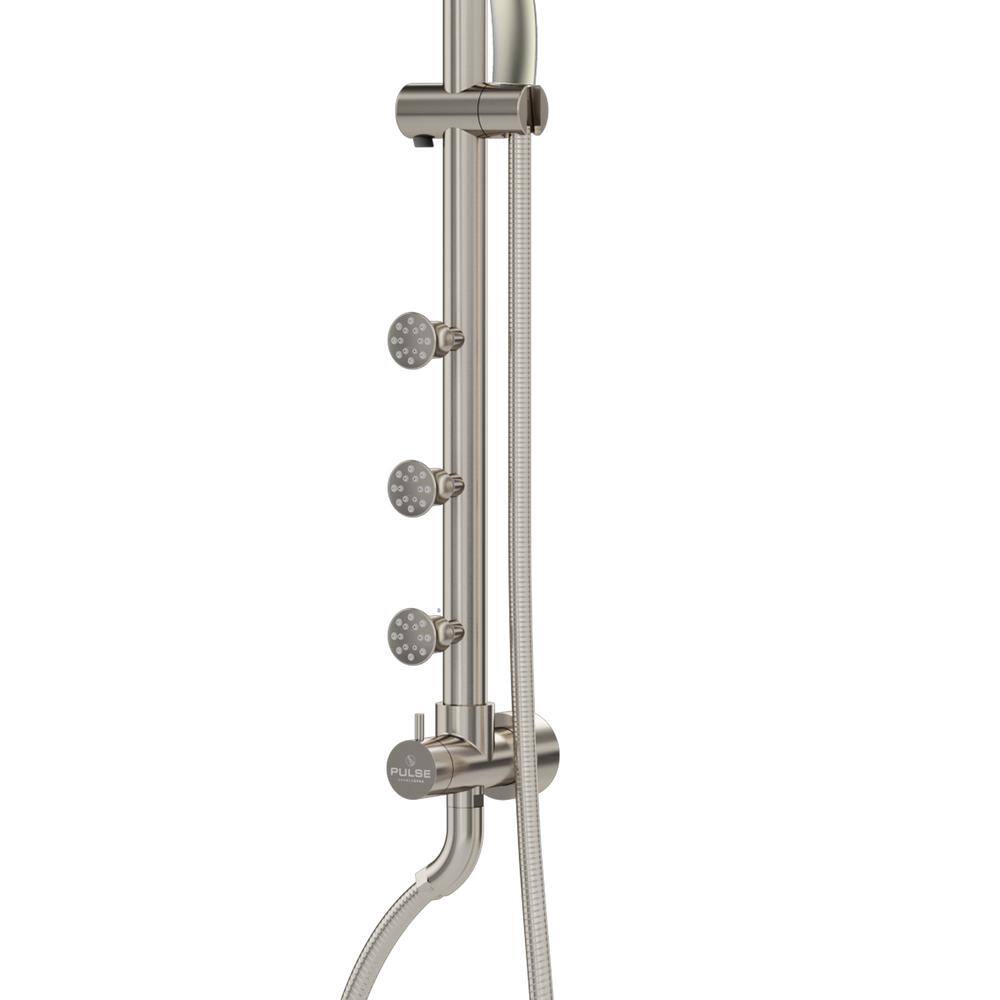 PULSE Showerspas Riviera Wall Mounted 6-Spray 8 in. Dual Shower Head and Handheld Shower Head in Brushed Nickel 7001-BN