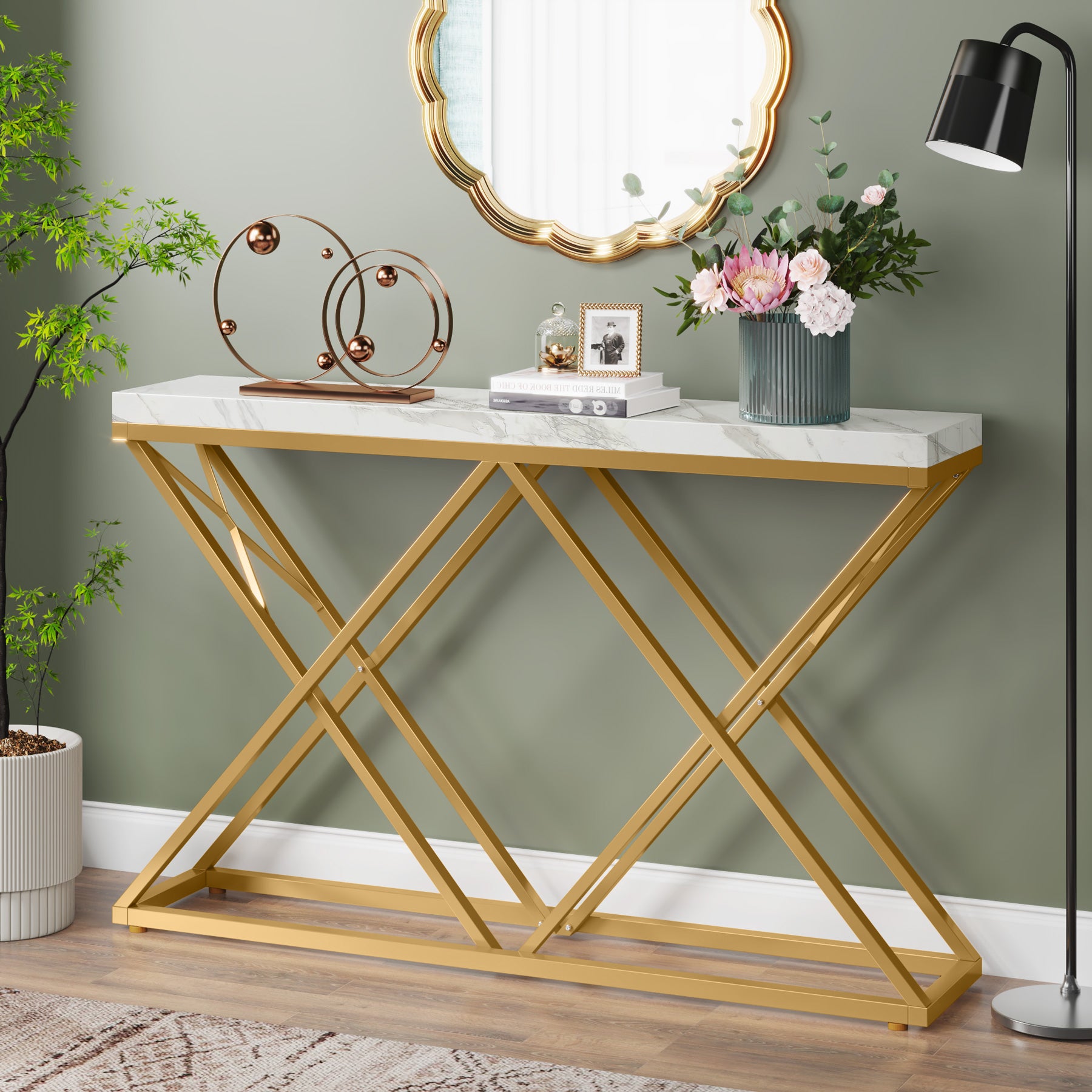 Faux Marble Console Table, 55