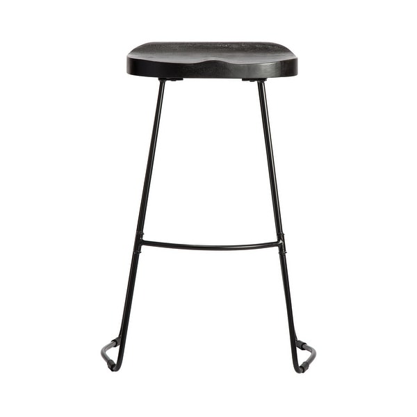 MH London Romboss Handmade Mango Wood Saddle Seat Bar Stool. - 20 x 14.25 x 30