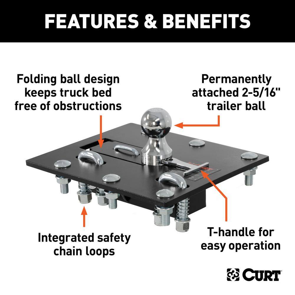 CURT Over-Bed Folding Ball Gooseneck Hitch 61052