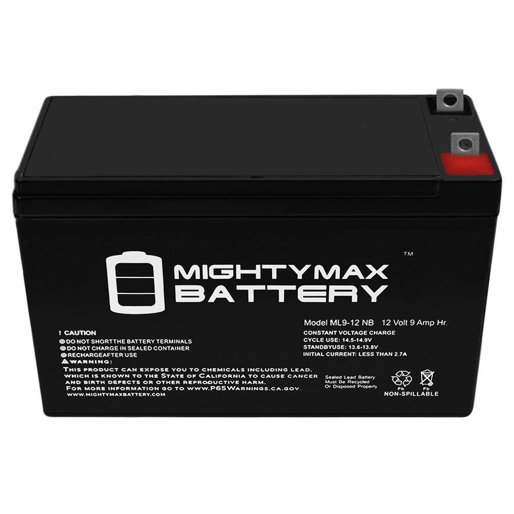 MIGHTY MAX BATTERY 12-Volt 9 Ah NB Terminal Rechargeable Sealed Lead Acid (SLA) Battery ML9-12NB