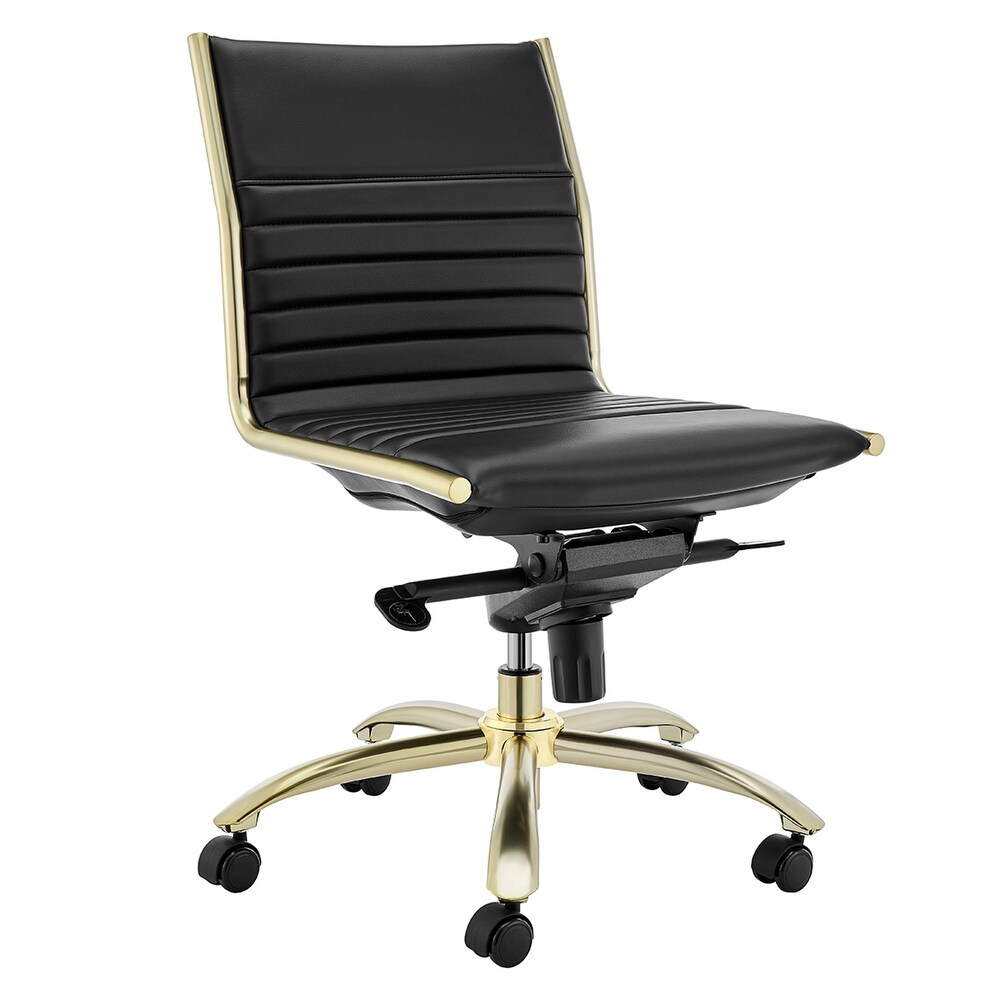 Dirk Low Back Office Chair w/o Armrests in Black with Matte Brushed Gold Base