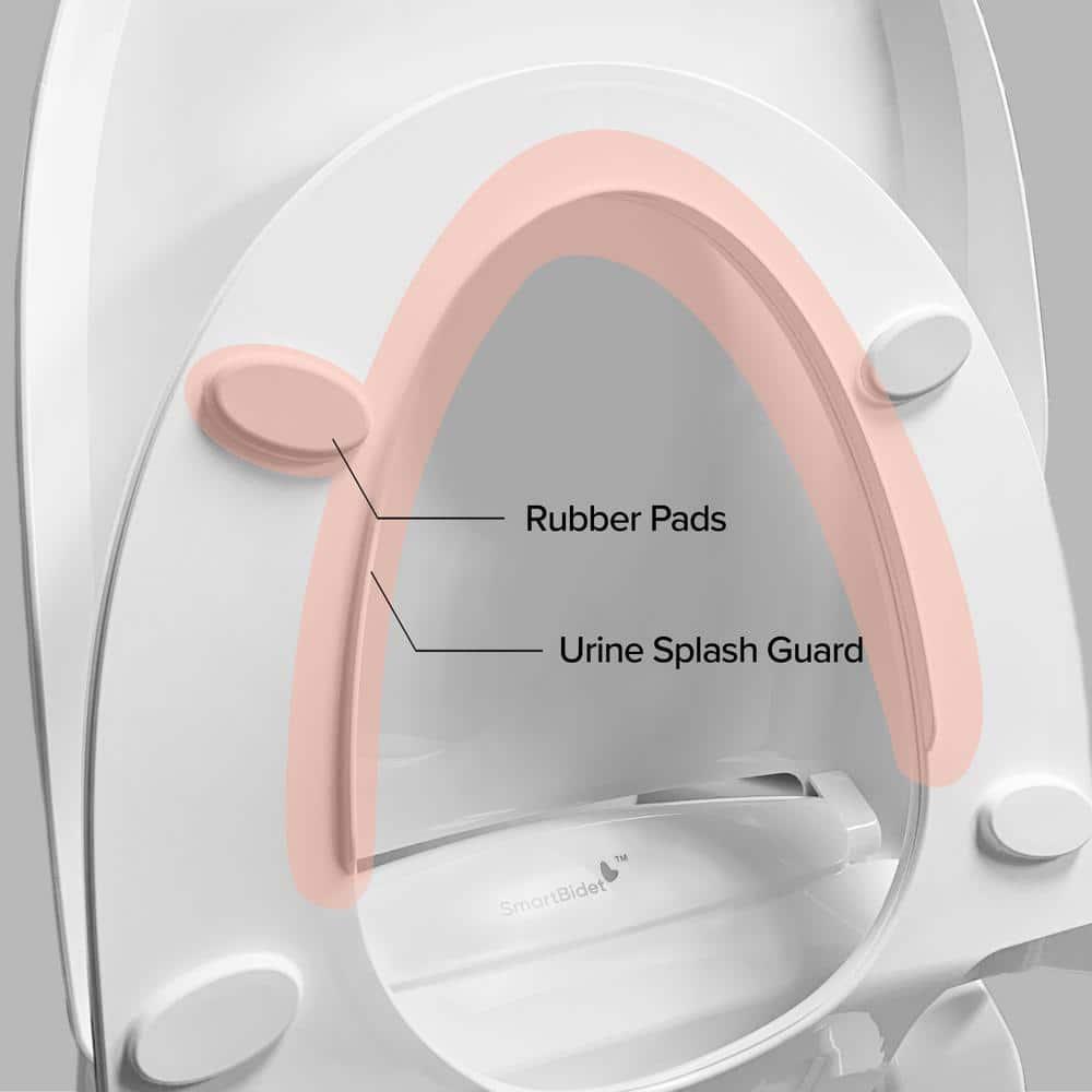 SmartBidet Electric Bidet Seat for Elongated Toilets with Control Panel and Removable Nozzle Cap in White