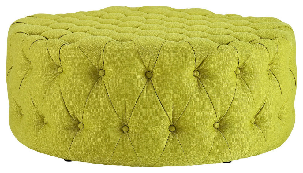 Mara Wheatgrass Upholstered Fabric Ottoman   Modern   Footstools And Ottomans   by Rustic Home Furniture Deco  Houzz