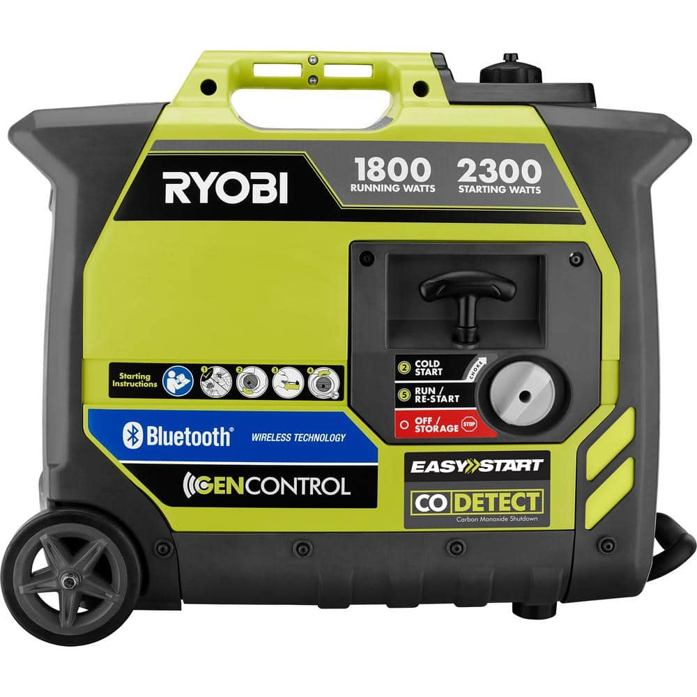 💥RYOBI 2,300-Watt Recoil Start Bluetooth Super Quiet Gasoline Powered Digital Inverter Generator with CO Shutdown Sensor RYi2322