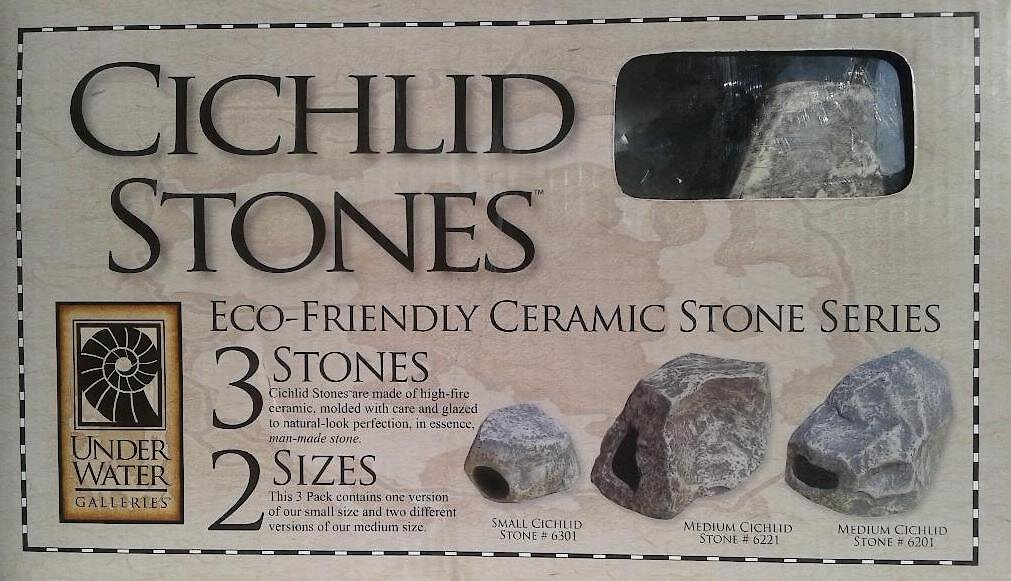 Underwater Galleries Assorted Cichlid Aquarium Stone Caves， 3 count box