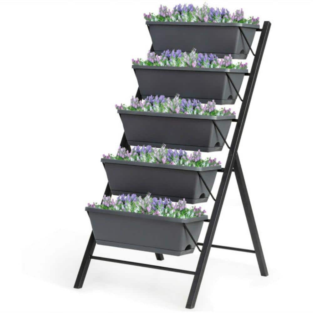 Alpulon 5-Tier 45 in. H Black Vertical Raised Garden Bed ZMWV197