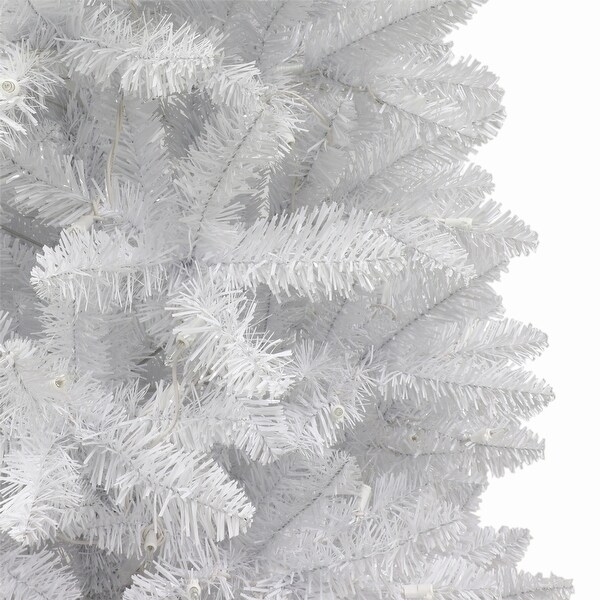 Puleo International 7 ft. PreLit White Carson Artificial Pine Tree