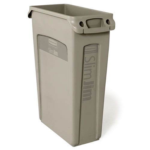 Rubbermaid FG354060BEIG Slim Jim 23-Gallon Trash Container， Beige