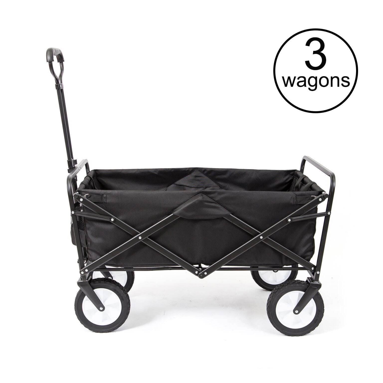 Mac Sports Collapsible Folding Frame Outdoor Garden Utility Wagon Cart (3 Pack)