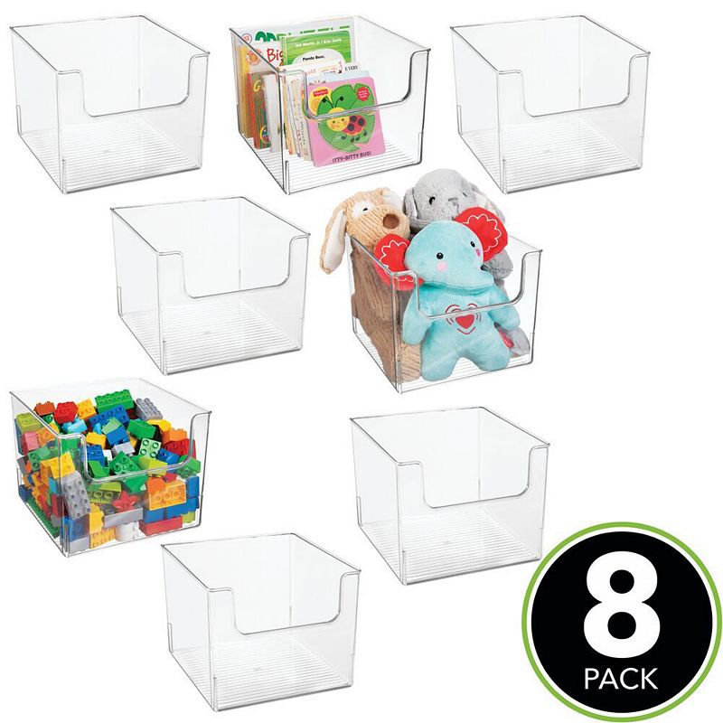 mDesign Linus 10 x 10 x 7.75 Plastic Household Storage Organizer Bins with Open Front， 8 Pack