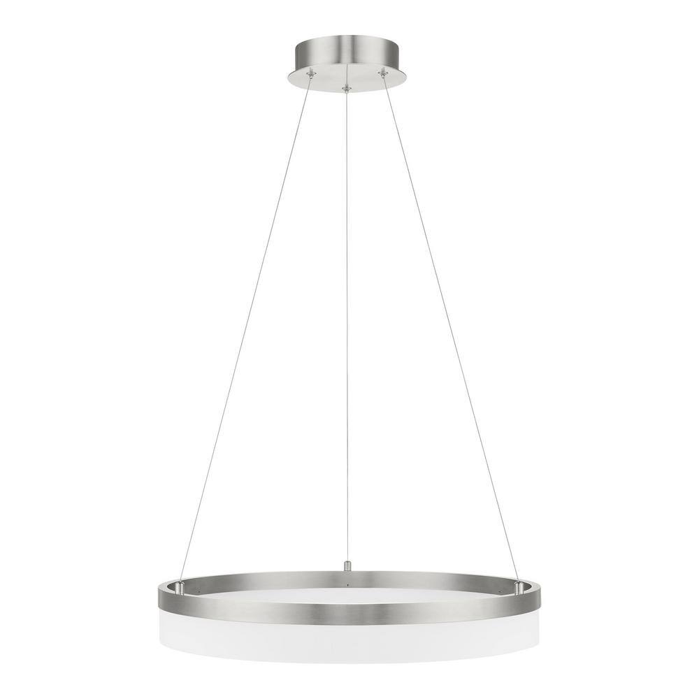 Home Decorators Collection Kipling 35-Watt Integrated LED Brushed Nickel Modern Pendant with Frosted Acrylic Shade 22826-003