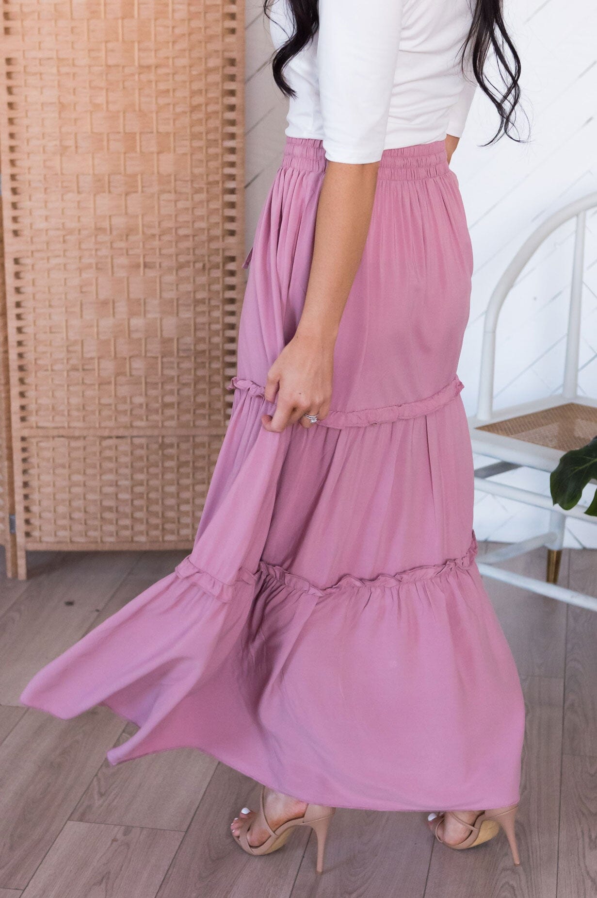 Farmers Market Modest Tiered Maxi Skirt