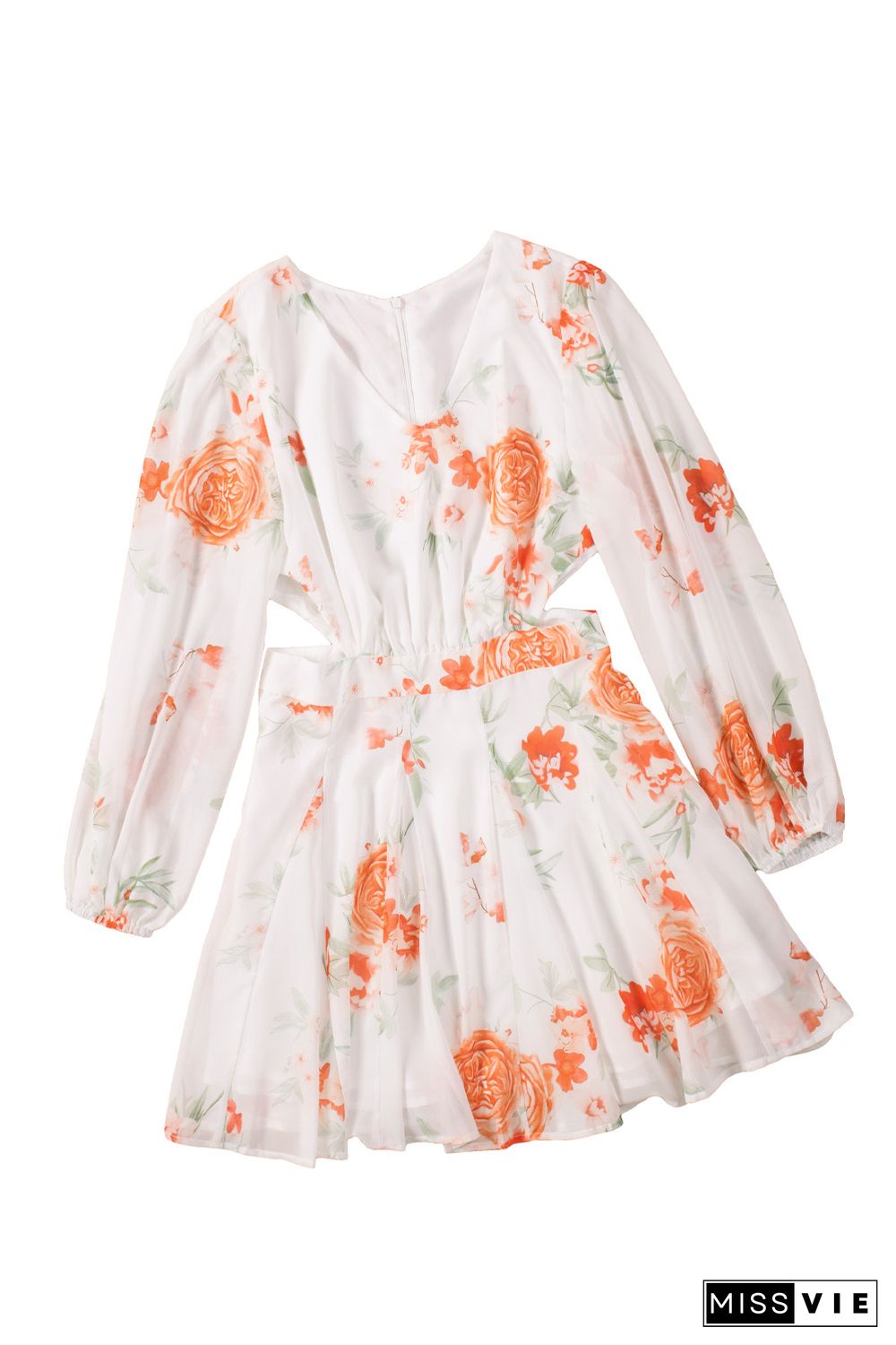 Long Sleeve Cut-out Floral Dress