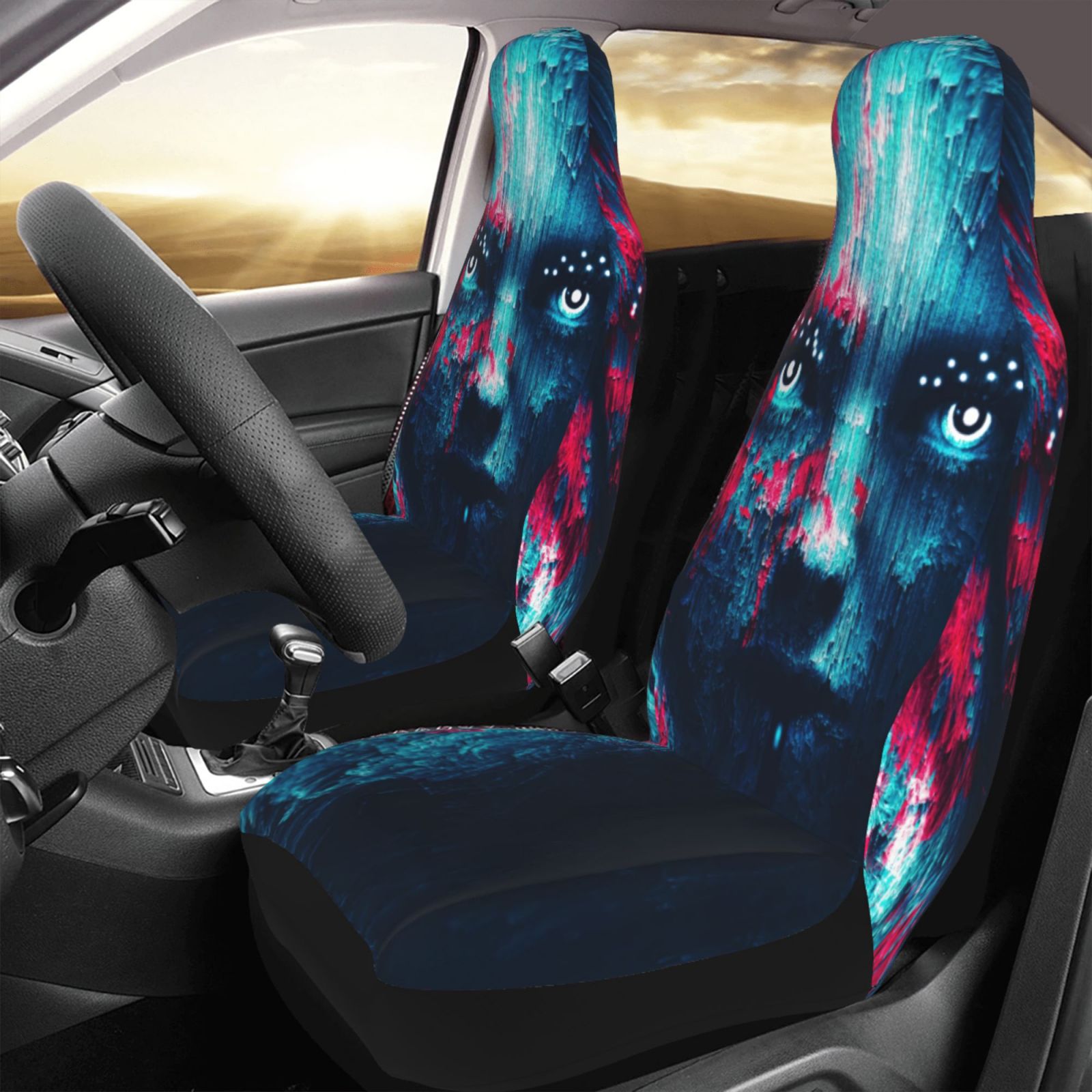 TEQUAN Front Seat Covers， Cyberpunk Creativity Woman Pattern 2 Piece Car Seat Cover Fit Most Car SUV Truck Van