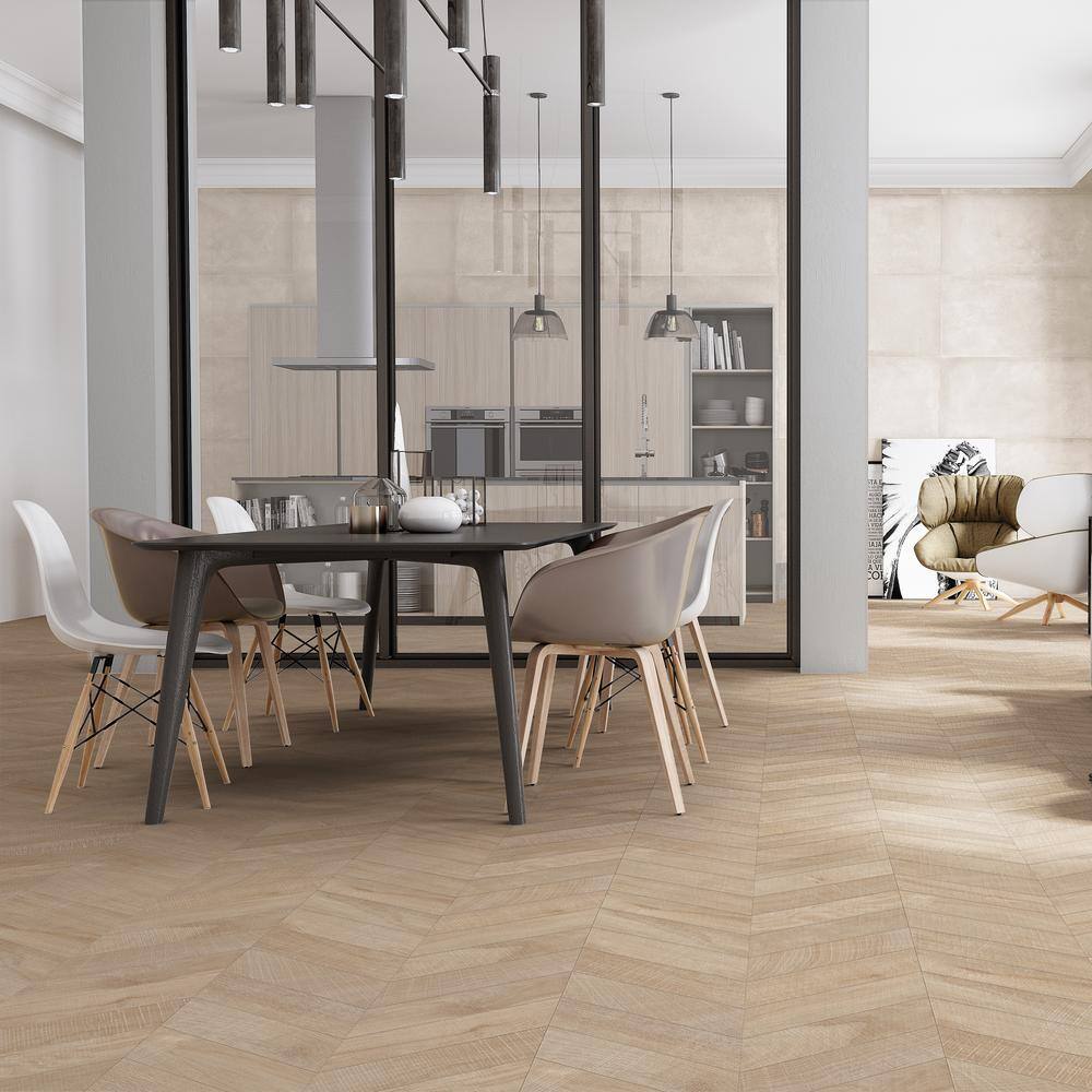 Ivy Hill Tile Montgomery Chevron Maple 24 in. x 48 in. Matte Porcelain Floor and Wall Tile (15.49 sq. ft.Case) EXT3RD101068