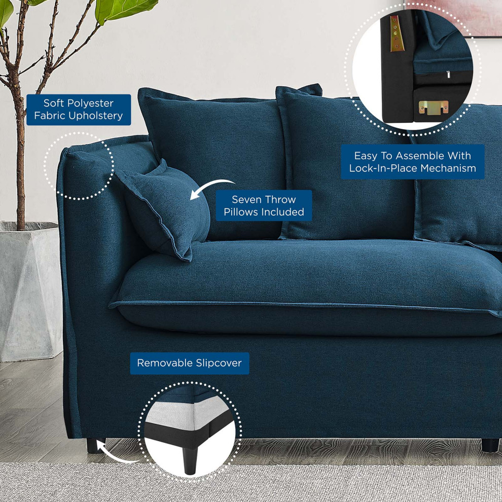 Sofa  Fabric  Navy Blue  Modern  Living Lounge Room Hotel Lobby Hospitality   Contemporary   Sofas   by House Bound  Houzz