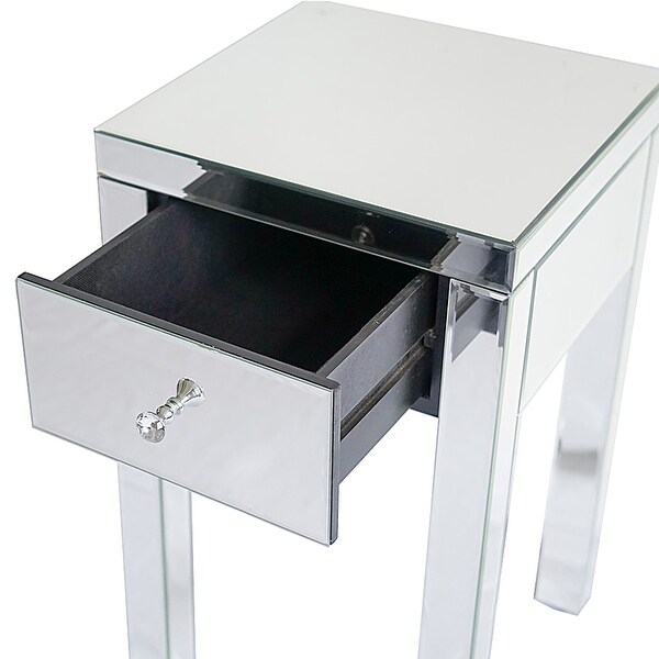 Modern 1 Drawer Mirrored Nightstand Bedside Table - - 33168075