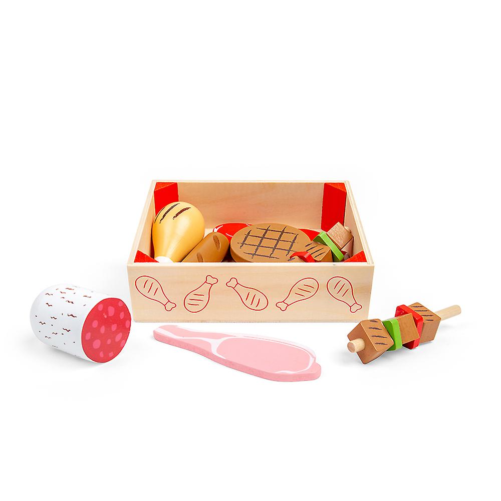 Bigjigs Toys Wooden Play Food Meat Crate Pretend Role Play Kitchen