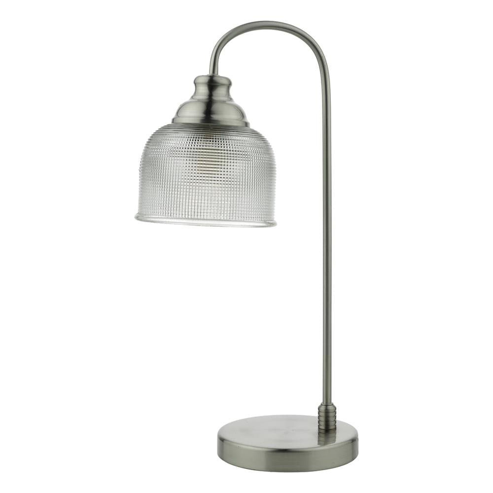 DAR HEC4238 Hector Satin Nickel & Prism Glass Vintage Table Desk Lamp