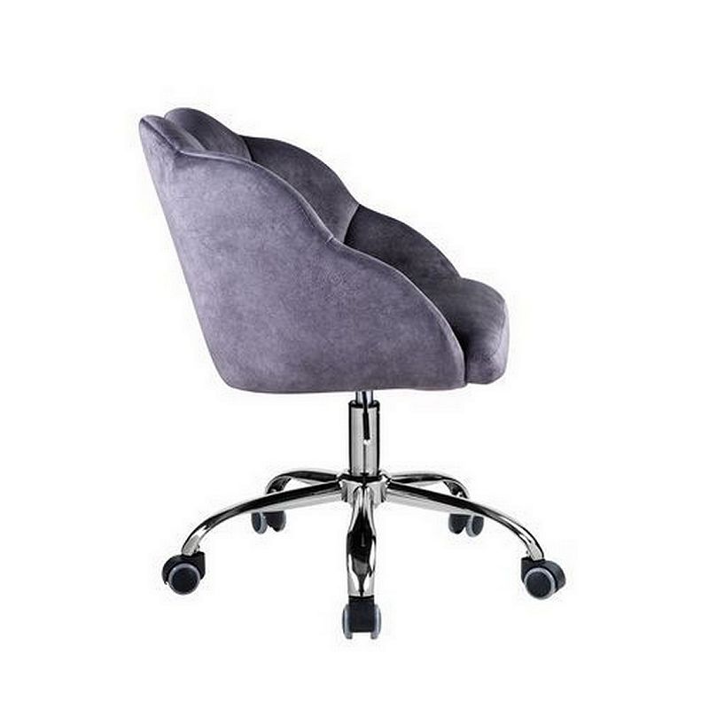 Swivel Office Chair with Shell Design Backrest， Gray and Chrome