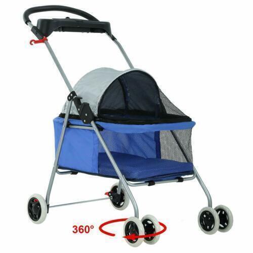 YourPet Cute Blue 4 Wheel Waterproof Pet Dog Cat Stroller w/Cup Holder