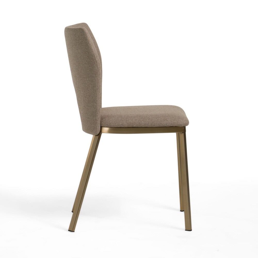 Modrest Burton Modern Beige   Brass Dining Chair (Set of 2)