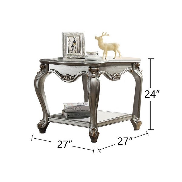 Square Wood End Table in Antique Platinum