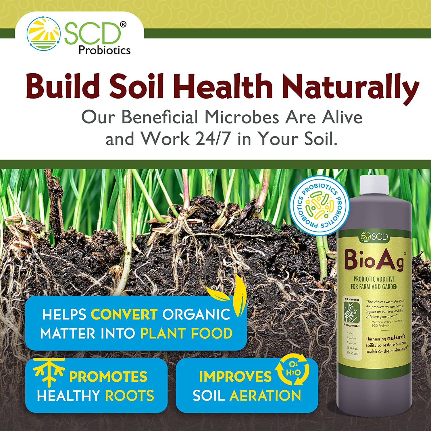 SCD Bio Ag - Microbial Inoculant and Soil Amendment | SCD Probiotics | 1 Gallon