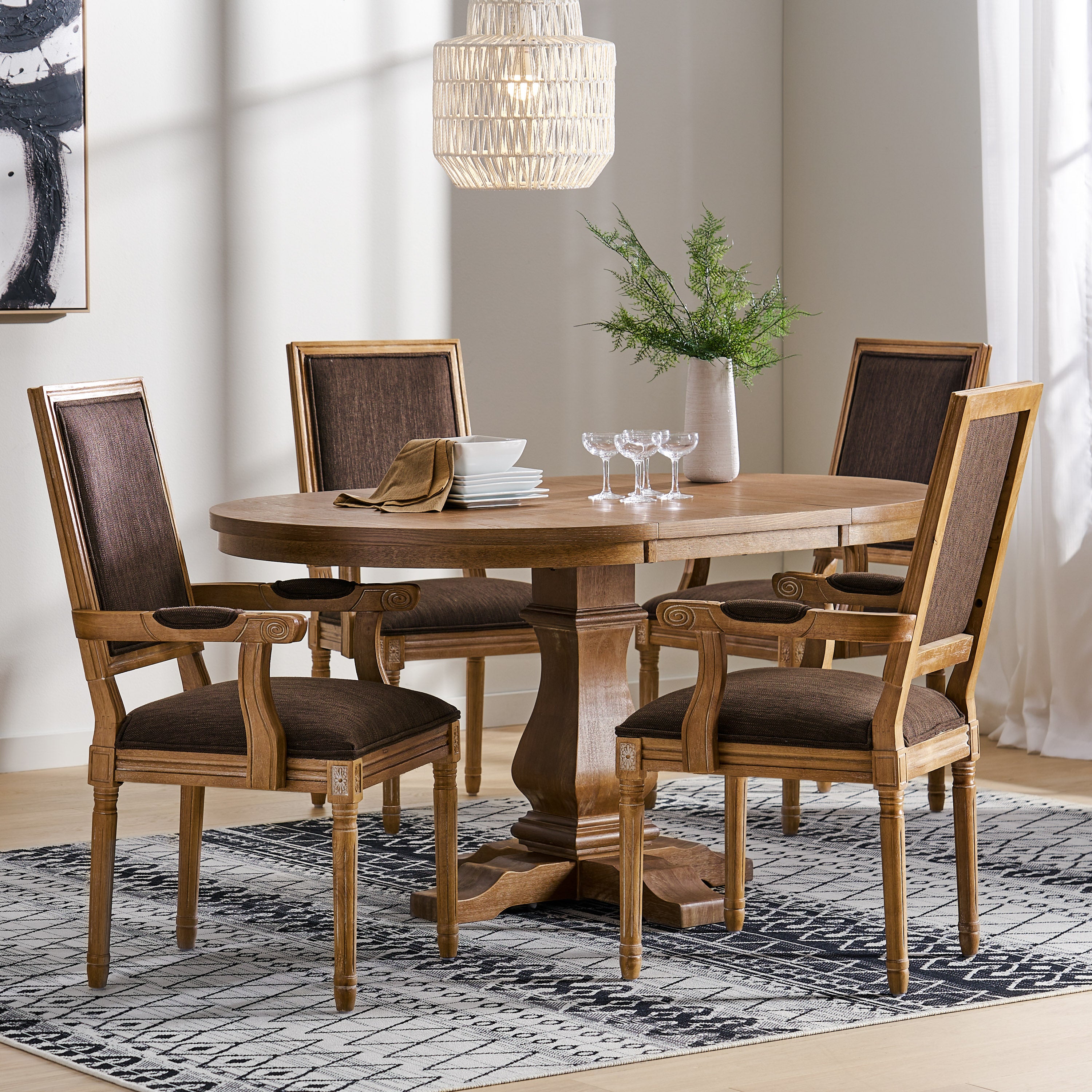 Ashlyn French Country Wood 5-Piece Expandable Dining Set