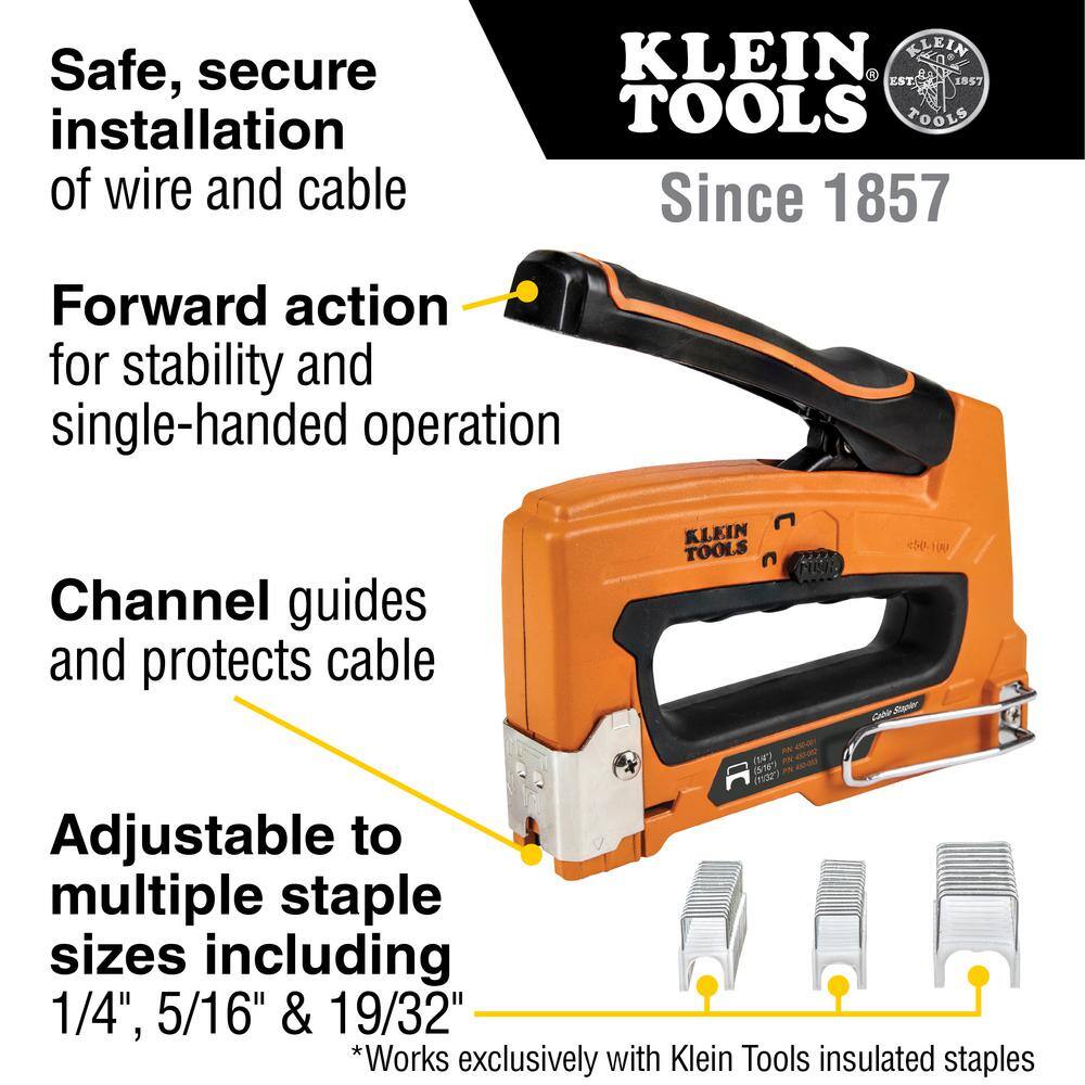 Klein Tools 516 in. x 516 in. Loose Cable Stapler with Insulated Staples (300-Pack) M2O41517KIT