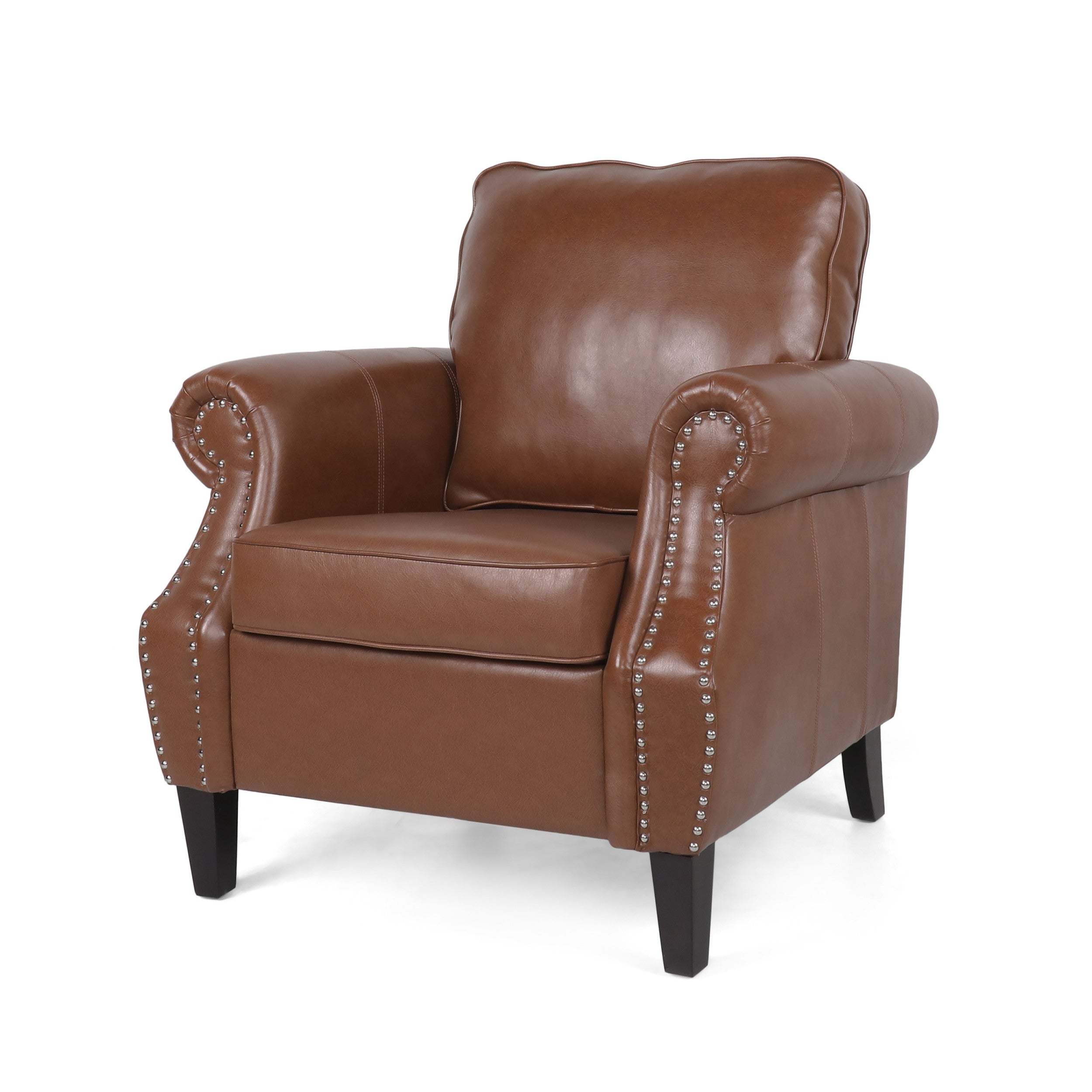 Burkehaven Contemporary Faux Leather Club Chair with Nailhead Trim