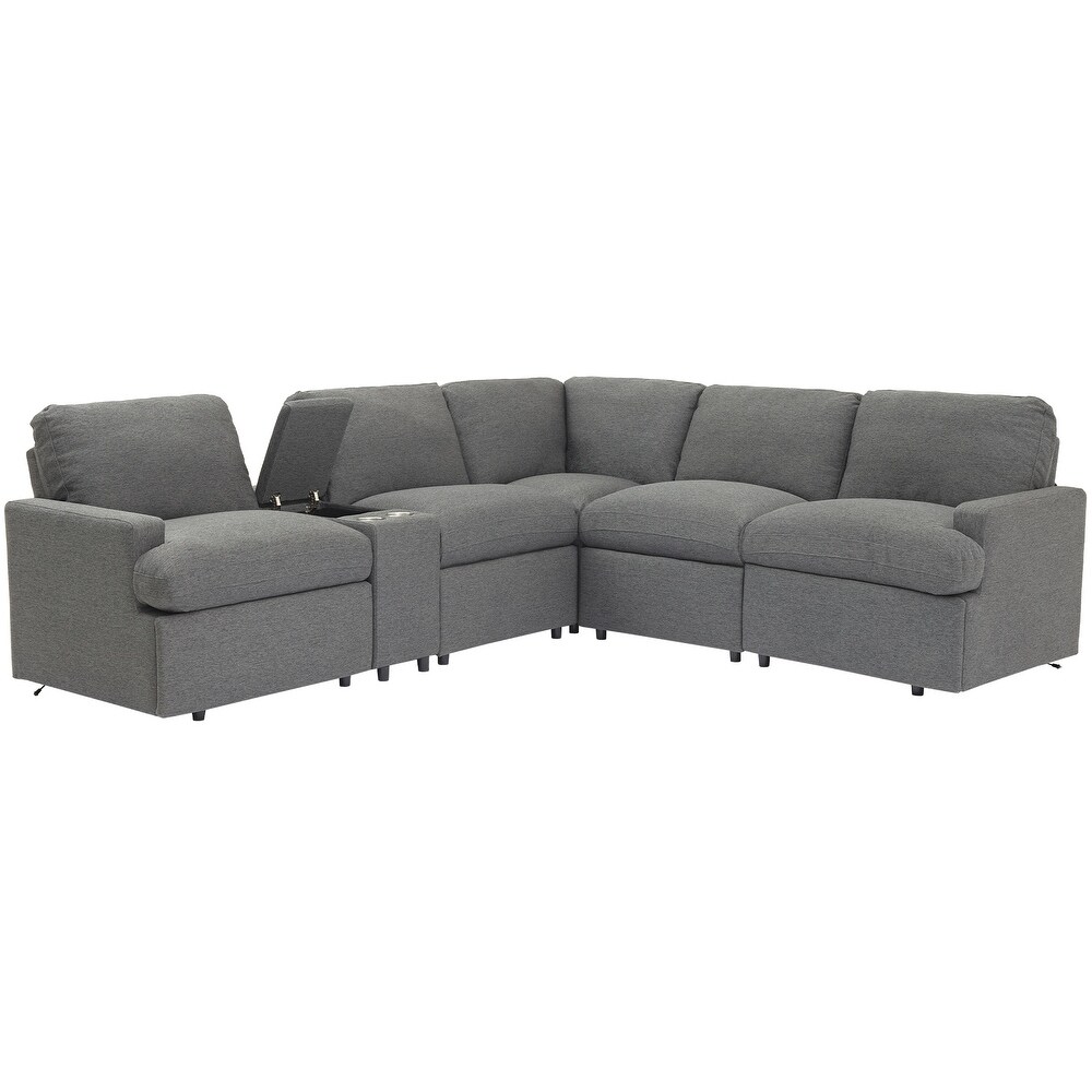 104'' Power Recliner Corner Couch w/ USB Ports and Power Socket  L shape Sectional Sofa Set w/ Storage Box   Cupholders