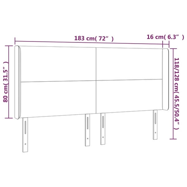 vidaXL LED Headboard Bed Headboard Bedroom Upholstered Headboard Faux Leather - - 37963327