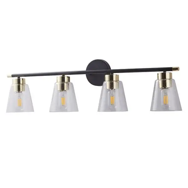 ExBrite 3-light Bathroom Dimmable Gold Vanity Lights Modern Wall Sconce Lighting with Seeded Glass