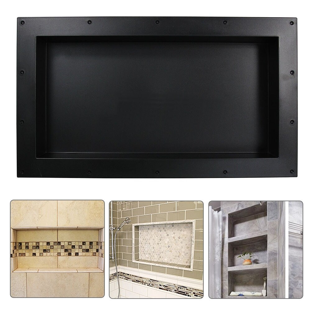 28 in. W x 16 in. H x 3.8 in. D Bathroom Shower Niche Ready for Tile Single Shelf for Shampoo  Toiletry Storage in Black